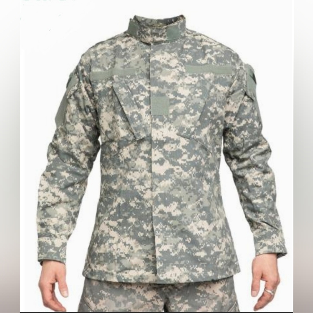 : Mens Large Camouflage camo US Military Army Combat uniform ACU coat jacket top